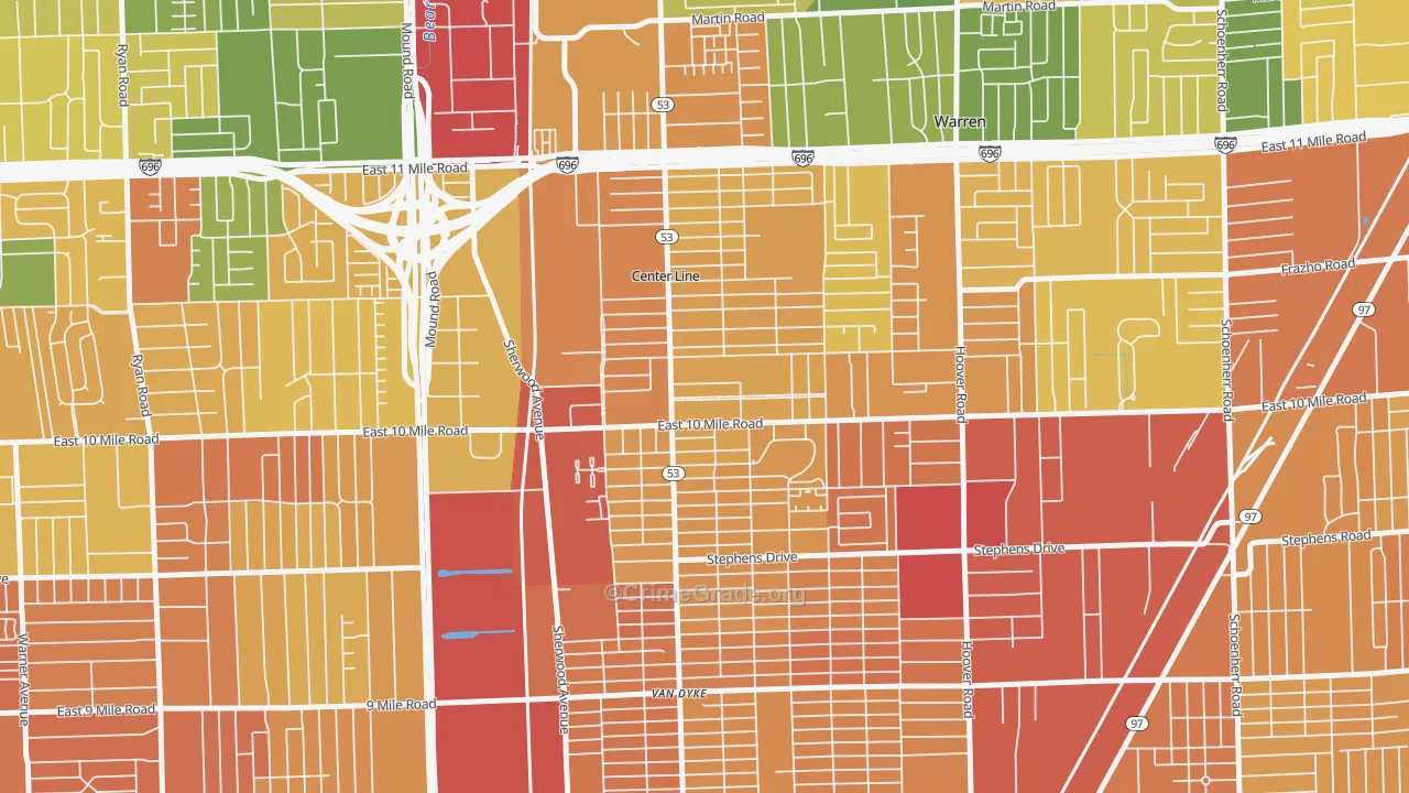 Center Line, MI Map of Assault Rates