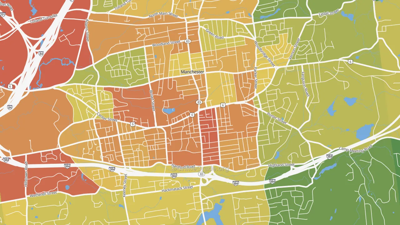 Center, Manchester, CT Map of Assault Rates
