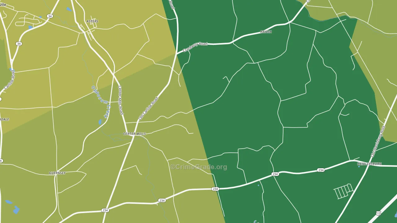 Center Mills, PA Map of Assault Rates