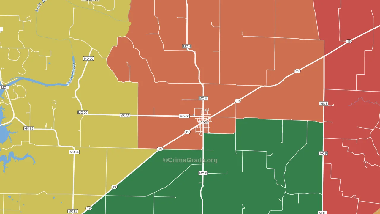 Center, MO Map of Assault Rates