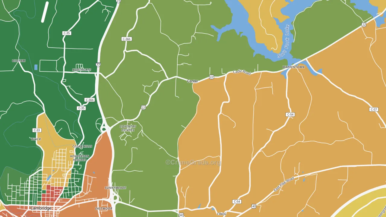 Center, OH Map of Assault Rates