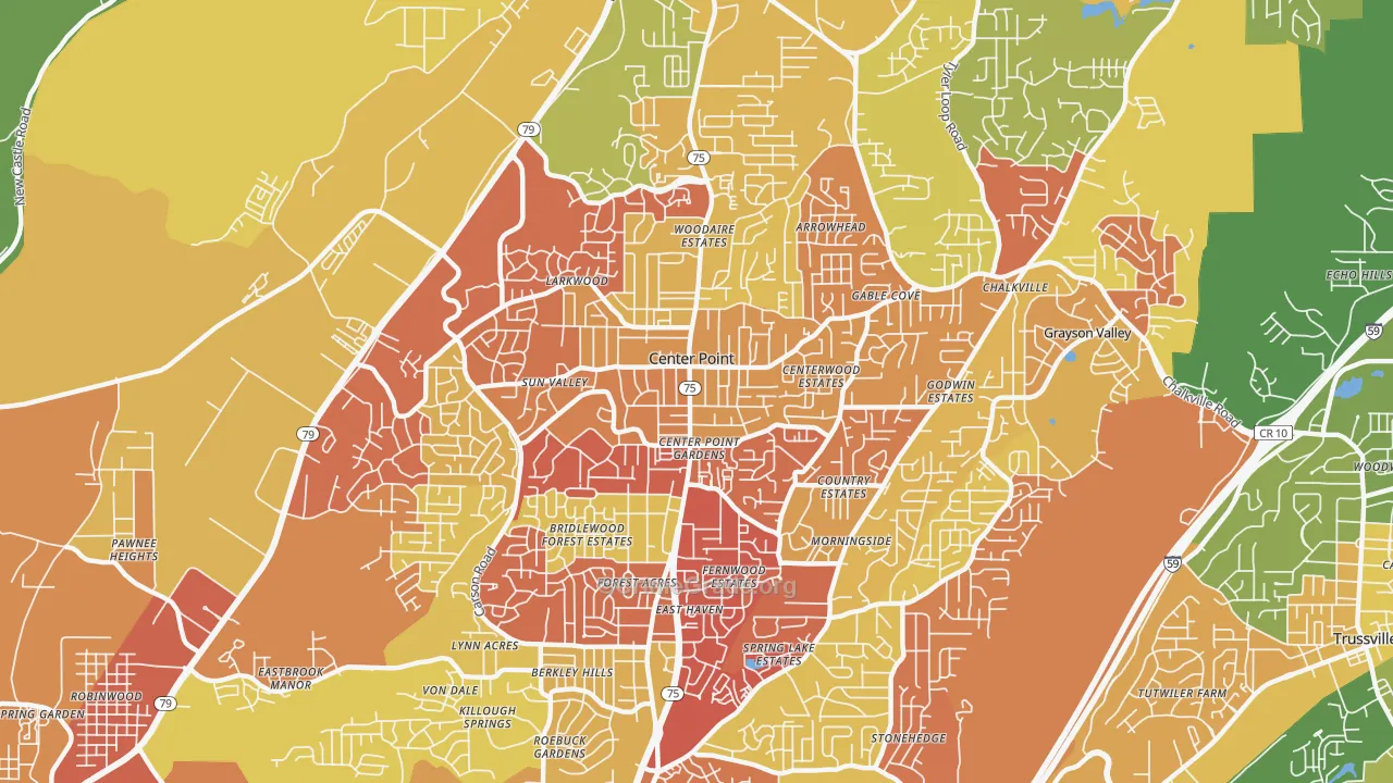 Center Point, AL Map of Assault Rates