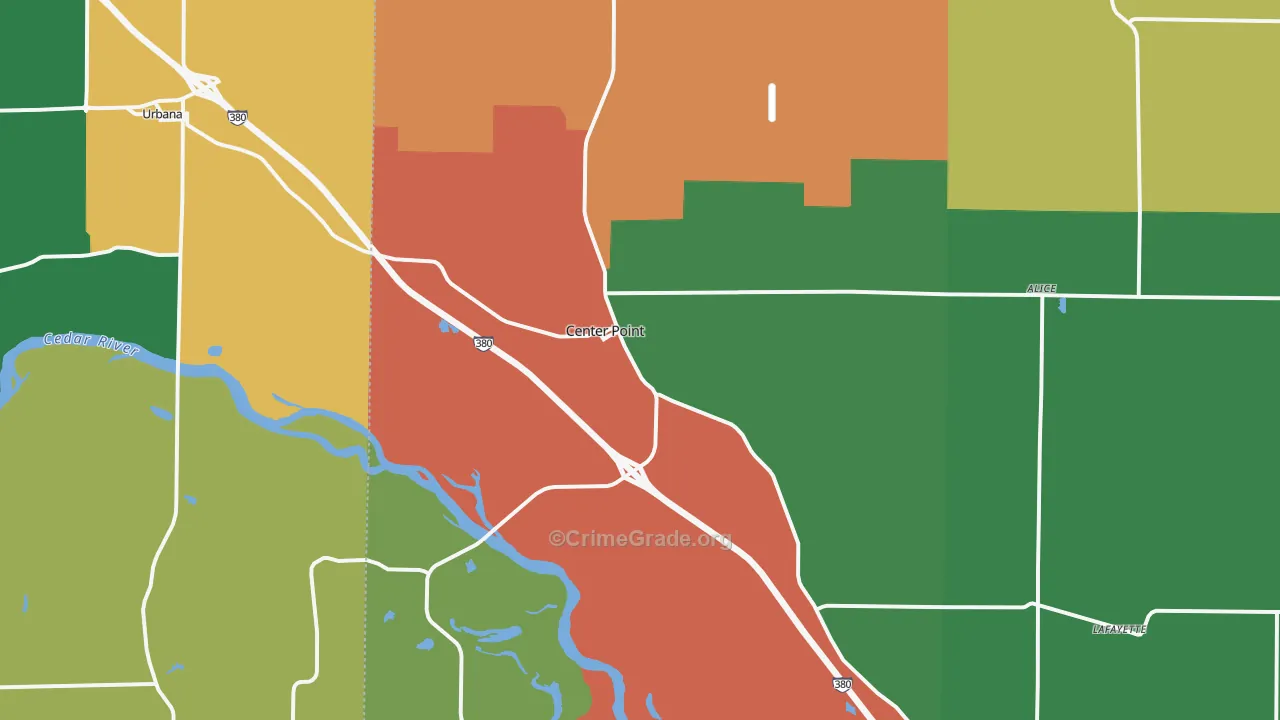 Center Point, IA Map of Assault Rates