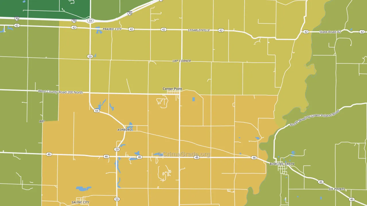 Center Point, IN Map of Assault Rates