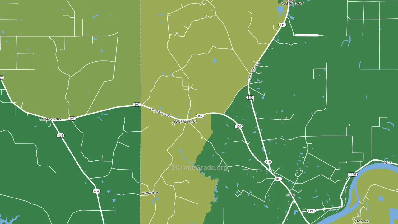Center Point, LA Map of Assault Rates