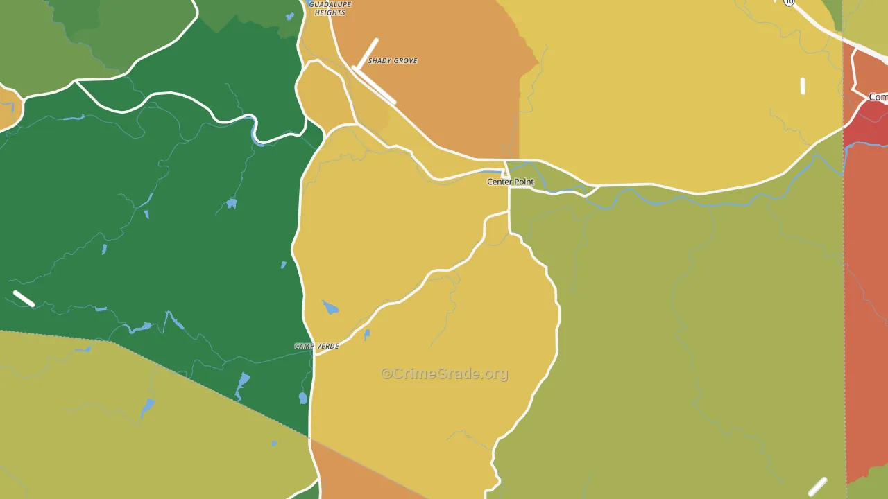 Center Point, TX Map of Assault Rates