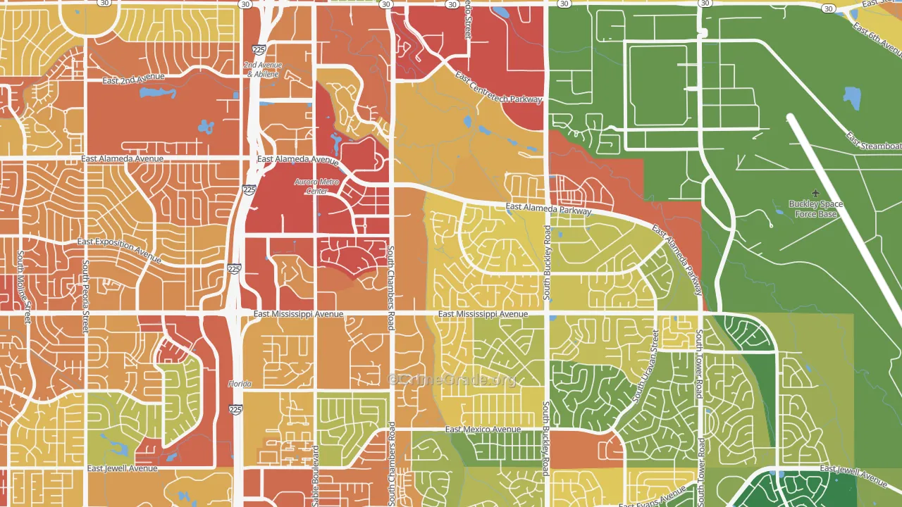 Center Pointe, Aurora, CO Map of Assault Rates