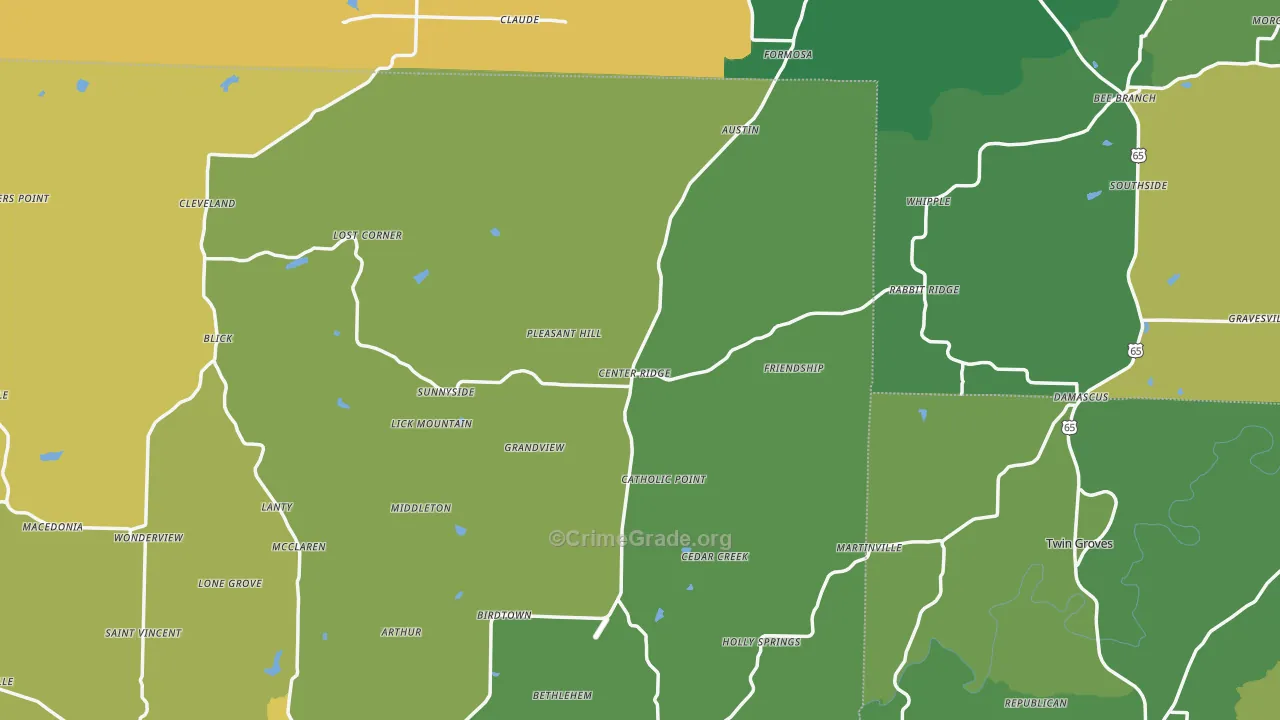 Center Ridge, AR Map of Assault Rates