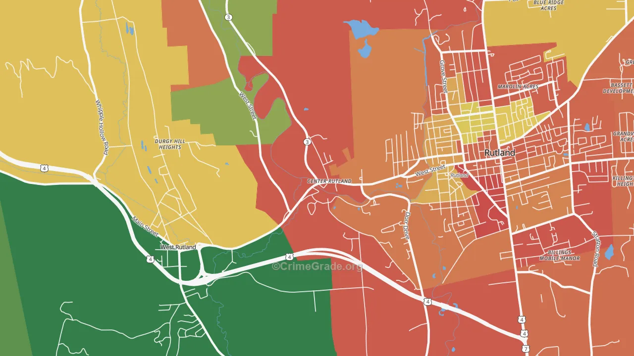 Center Rutland, VT Map of Assault Rates