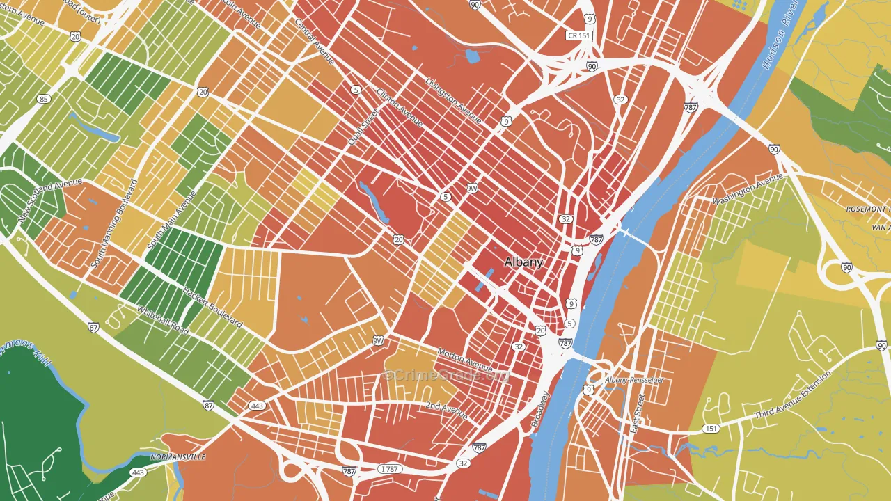 Center Square, Albany, NY Map of Assault Rates