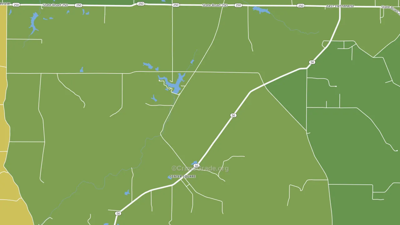 Center Square, IN Map of Assault Rates