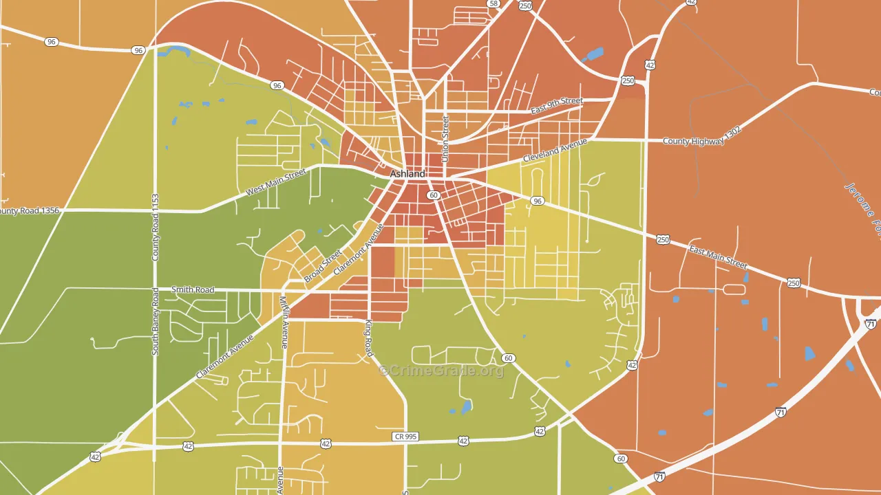 Center Street Historic District, Ashland, OH Map of Assault Rates