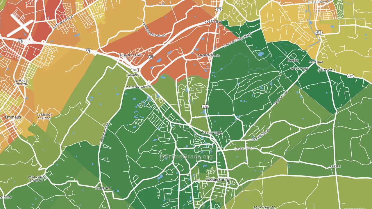 Center Valley, PA Map of Assault Rates