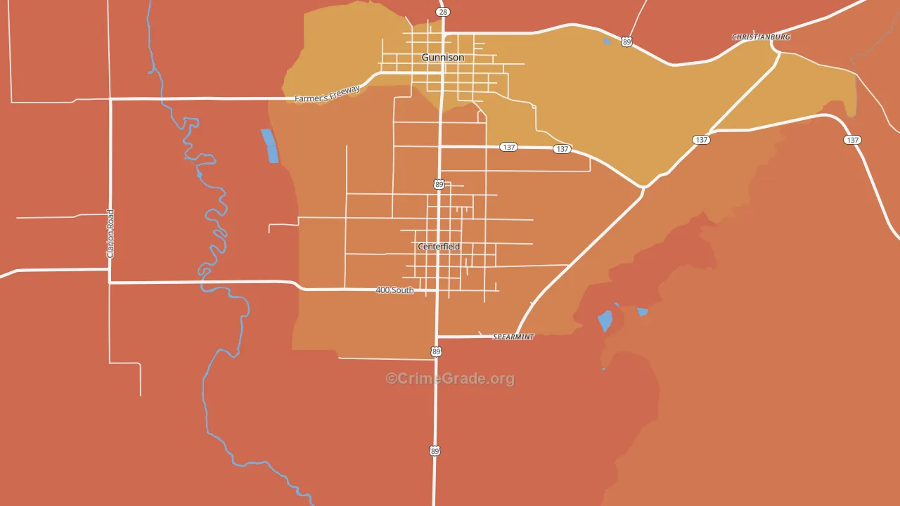Centerfield, UT Map of Assault Rates