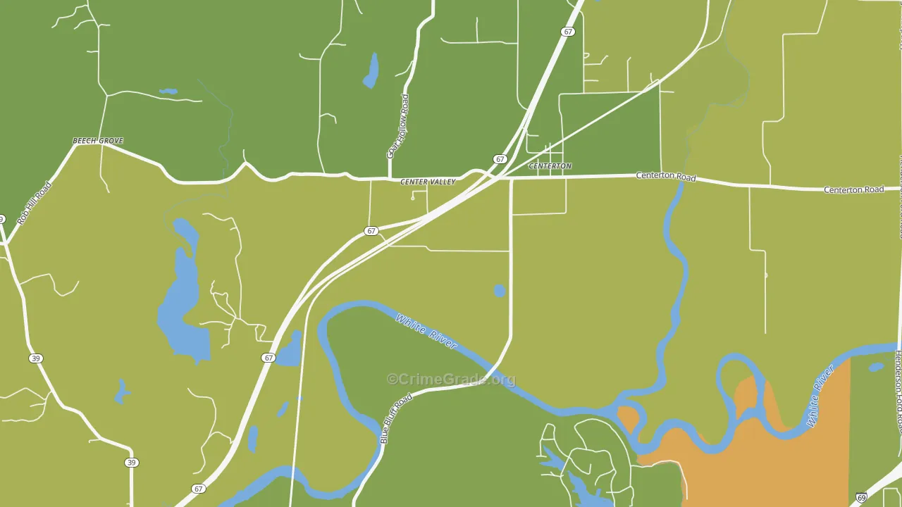 Centerton, IN Map of Assault Rates