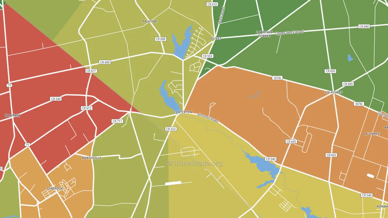 Centerton, NJ Map of Assault Rates