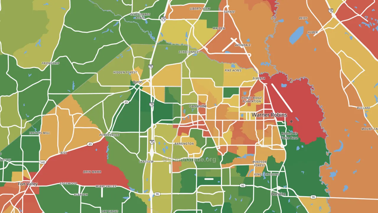 Centerville, GA Map of Assault Rates