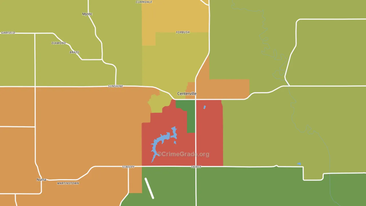Centerville, IA Map of Assault Rates