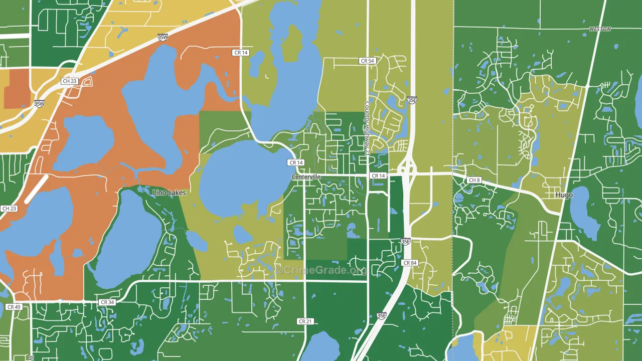 Centerville, MN Map of Assault Rates