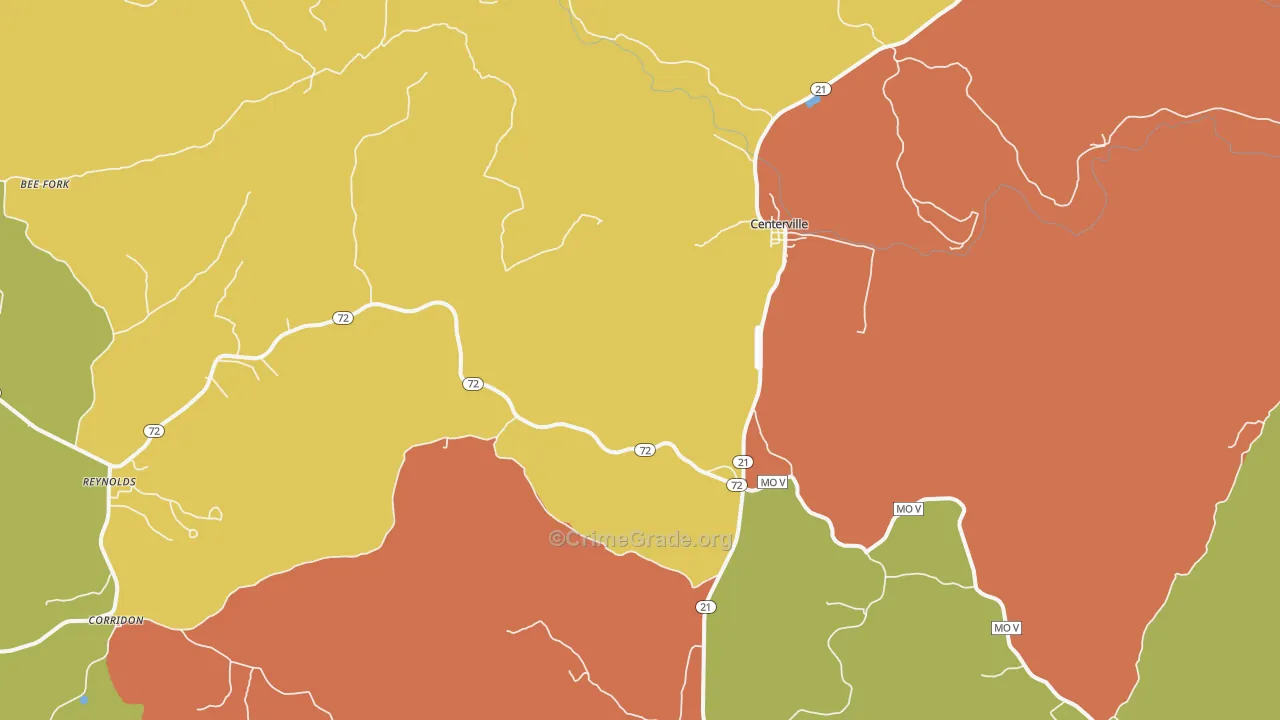 Centerville, MO Map of Assault Rates