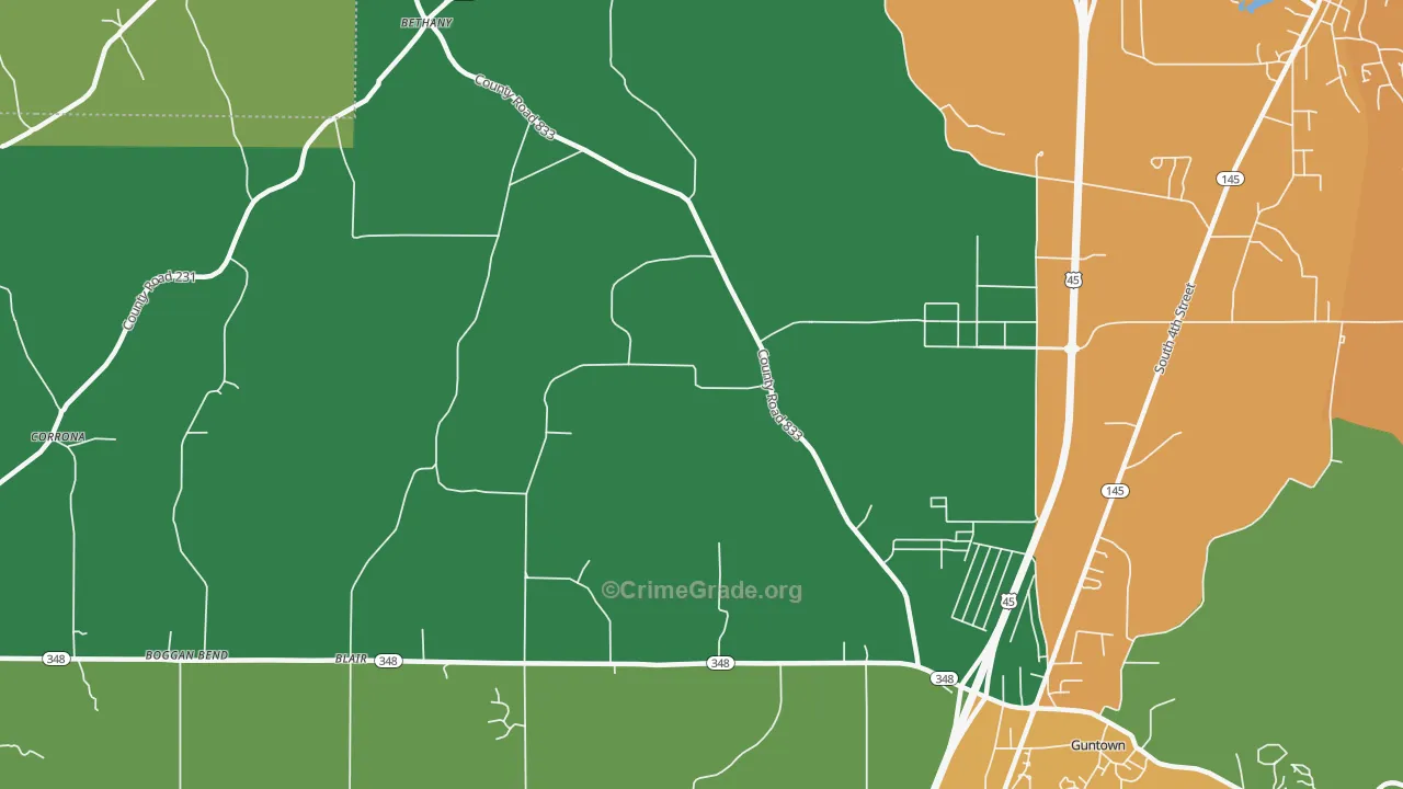 Centerville, MS Map of Assault Rates