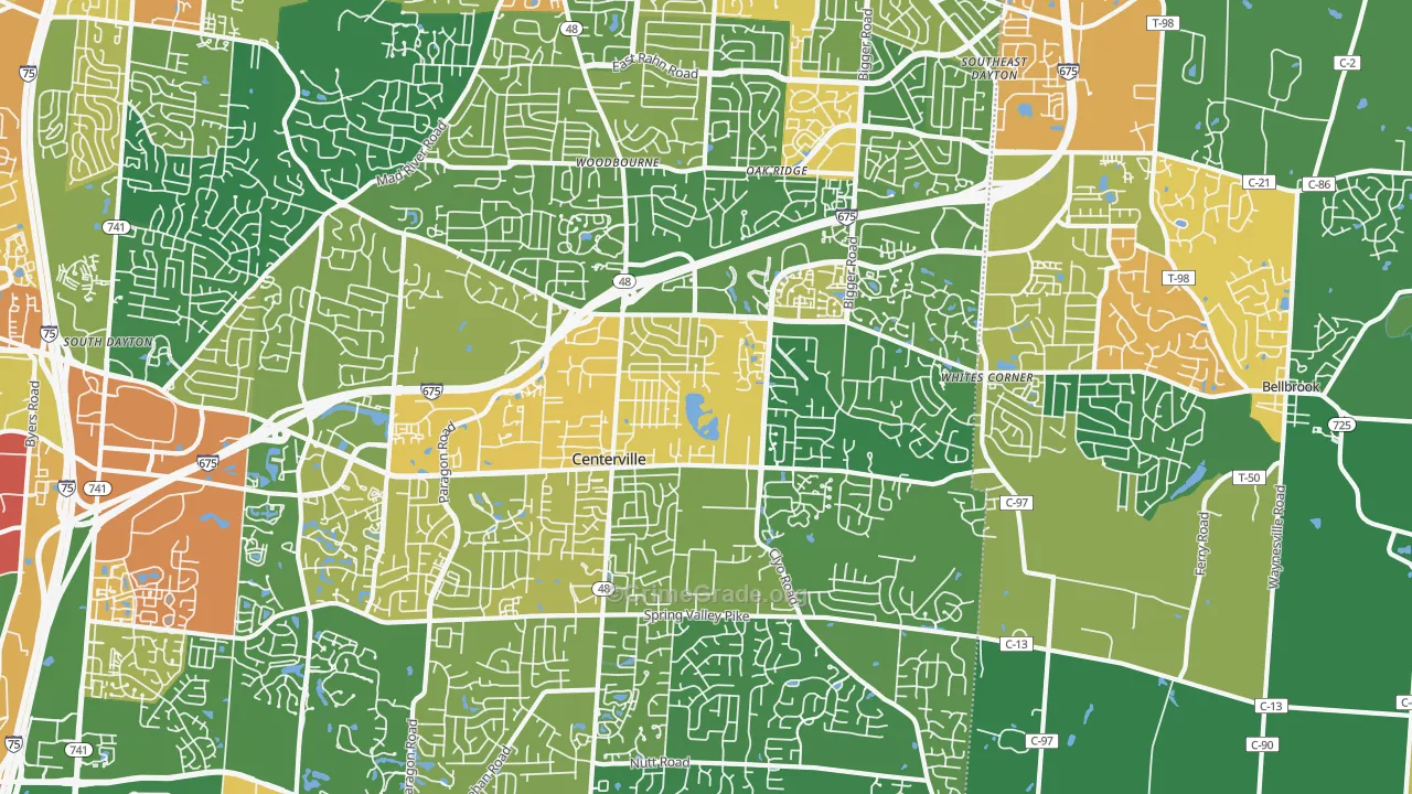 Centerville, OH Map of Assault Rates