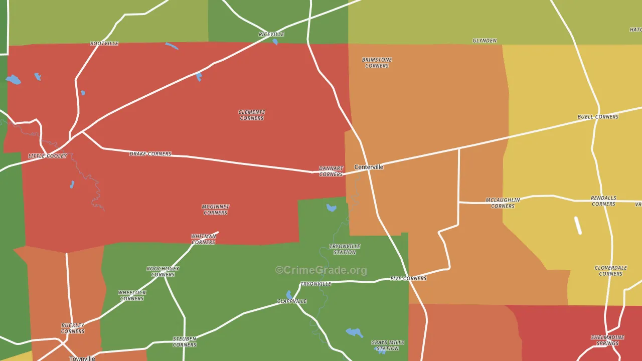 Centerville, PA Map of Assault Rates