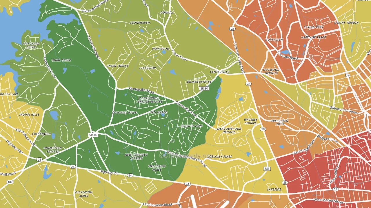 Centerville, SC Map of Assault Rates