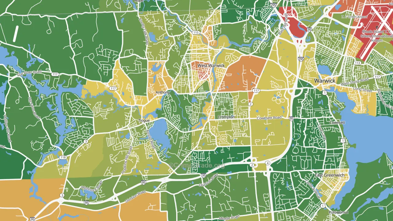 Centerville, West Warwick, RI Map of Assault Rates