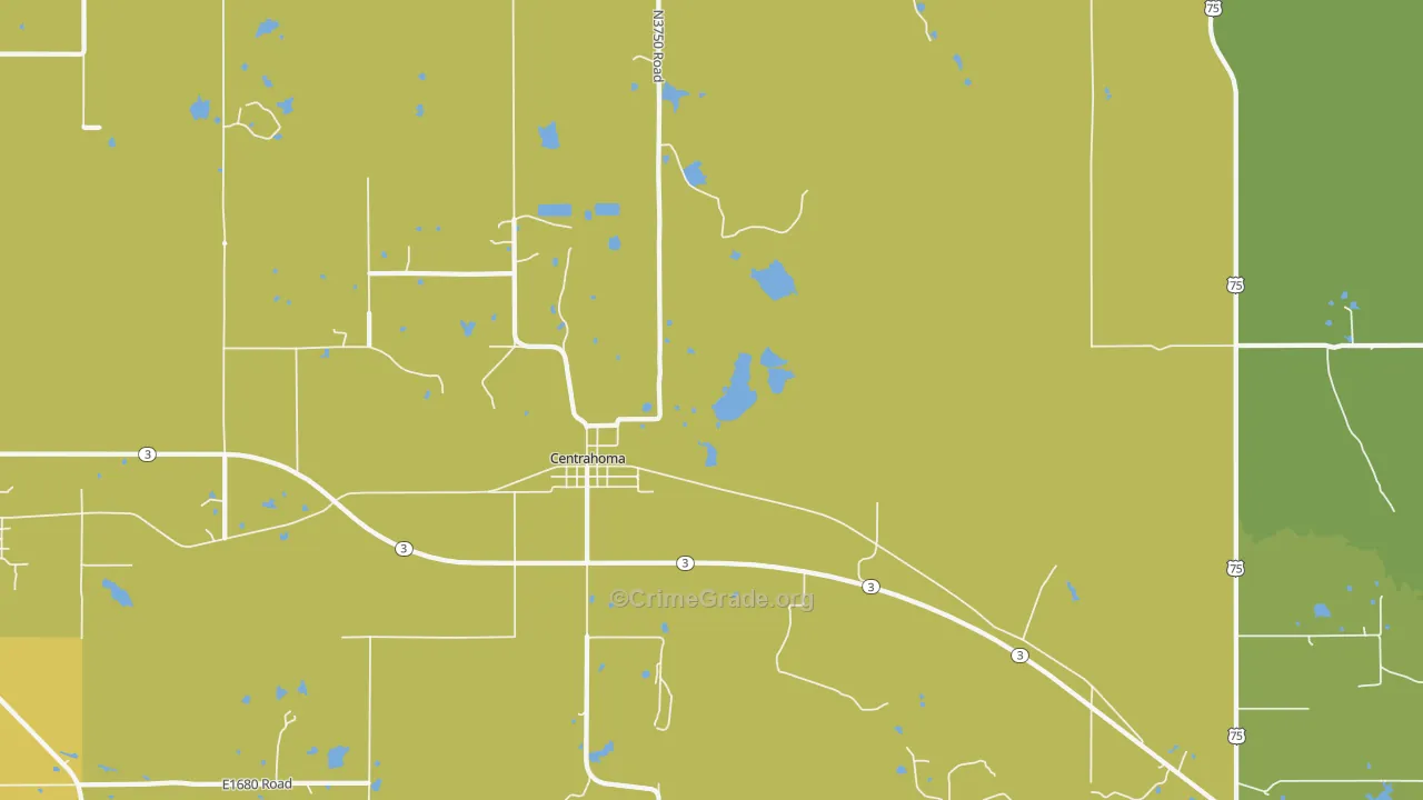 Centrahoma, OK Map of Assault Rates