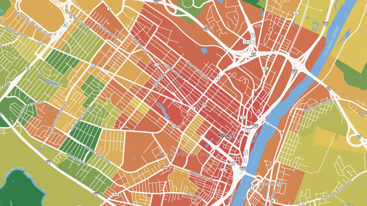 Central Ave, Albany, NY Map of Assault Rates
