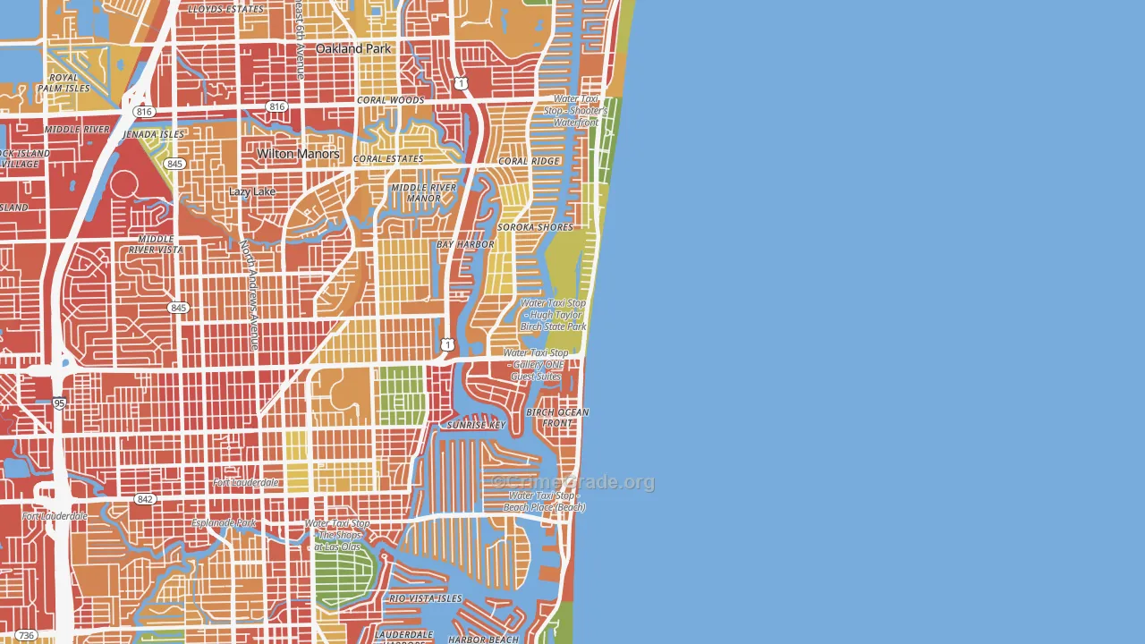 Central Beach, Fort Lauderdale, FL Map of Assault Rates