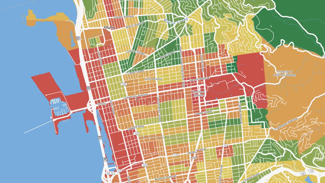 Central Berkeley, Berkeley, CA Map of Assault Rates