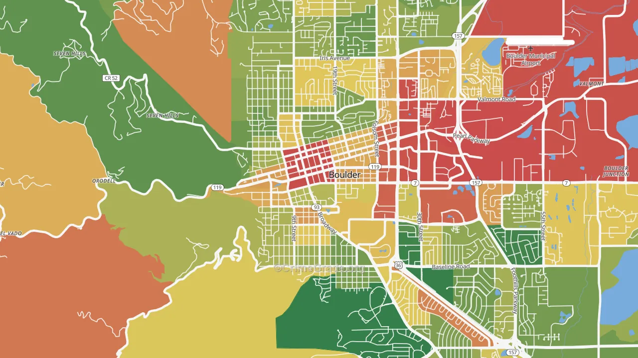 Central Boulder, Boulder, CO Map of Assault Rates