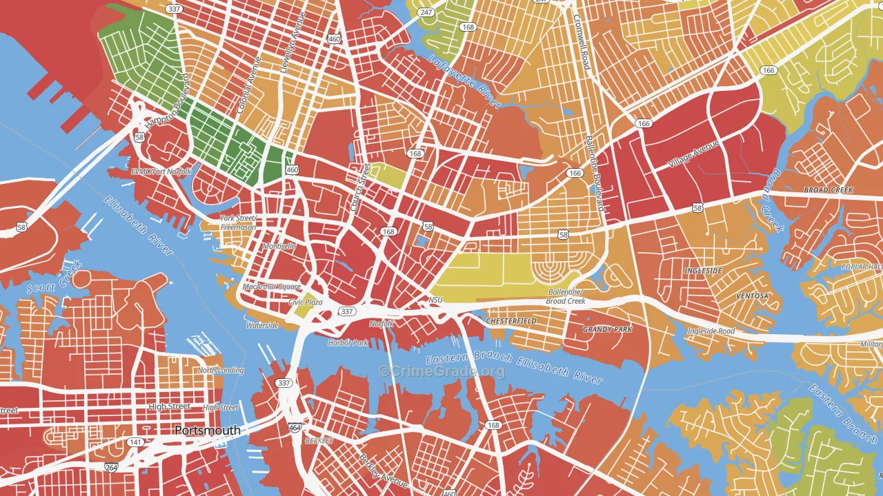 Central Brambleton, Norfolk, VA Map of Assault Rates