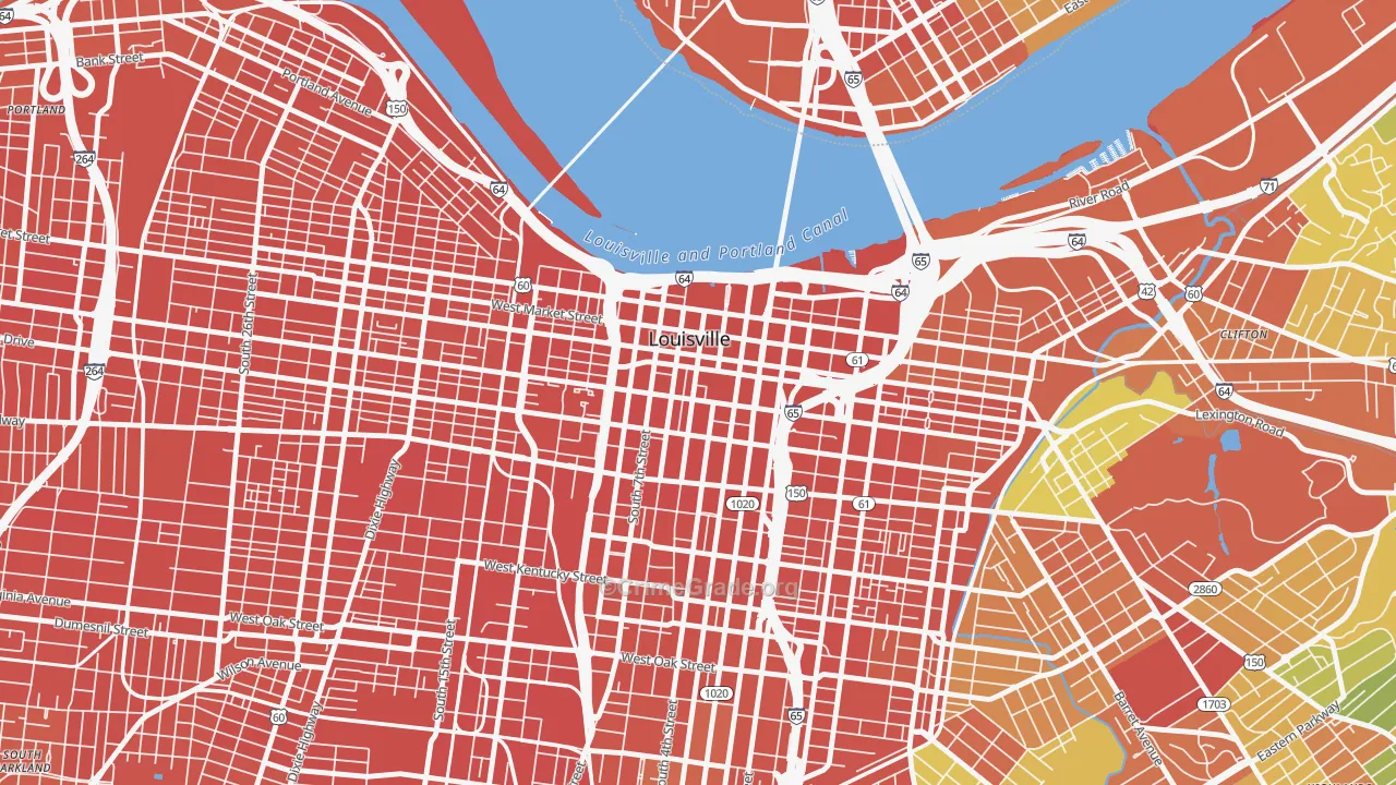 Central Business District, Louisville, KY Map of Assault Rates