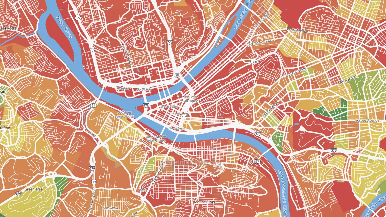 Central Business District, Pittsburgh, PA Map of Assault Rates