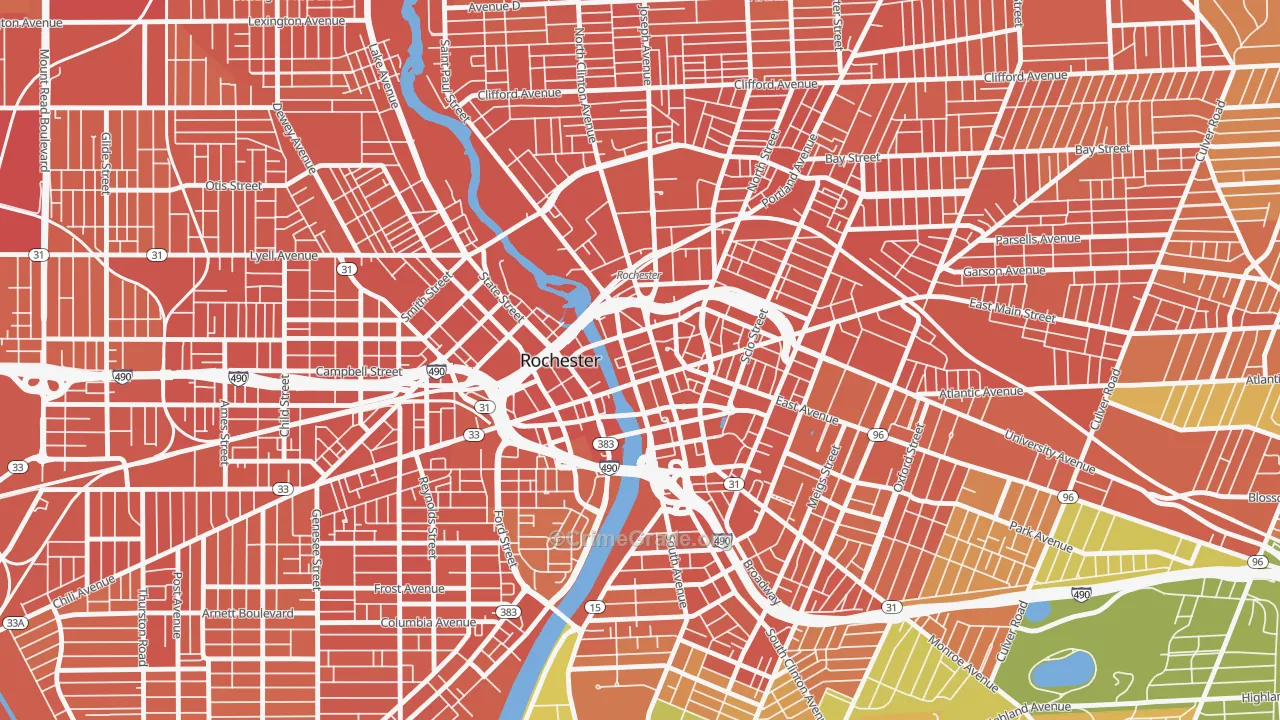 Central Business District-Rochester, Rochester, NY Map of Assault Rates