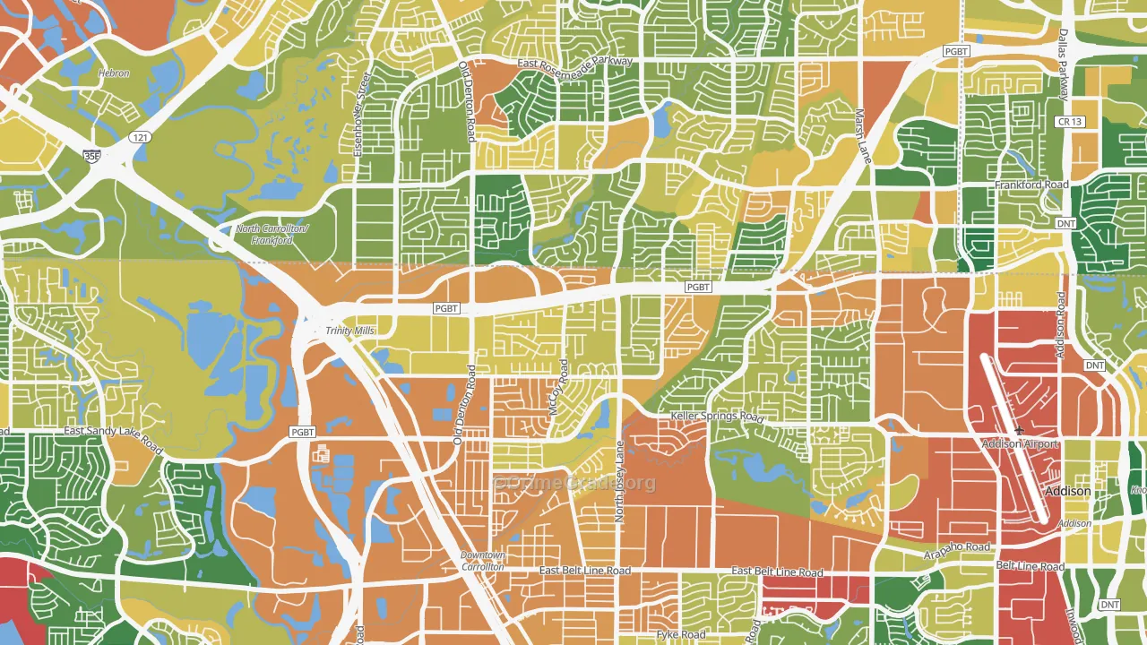 Central Carrollton, Carrollton, TX Map of Assault Rates