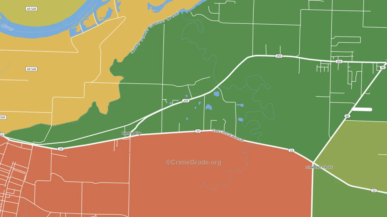 Central City, AR Map of Assault Rates
