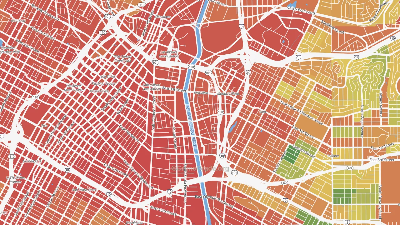 Central City East, Los Angeles, CA Map of Assault Rates