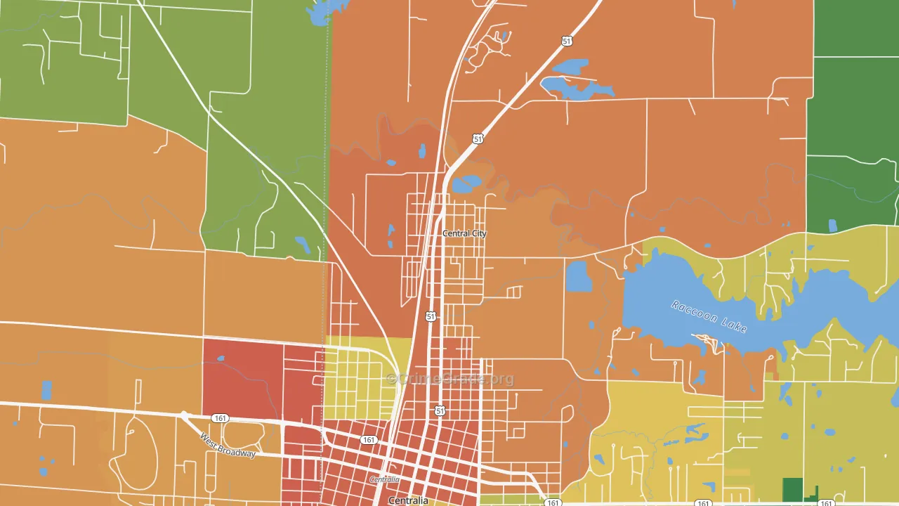 Central City, IL Map of Assault Rates