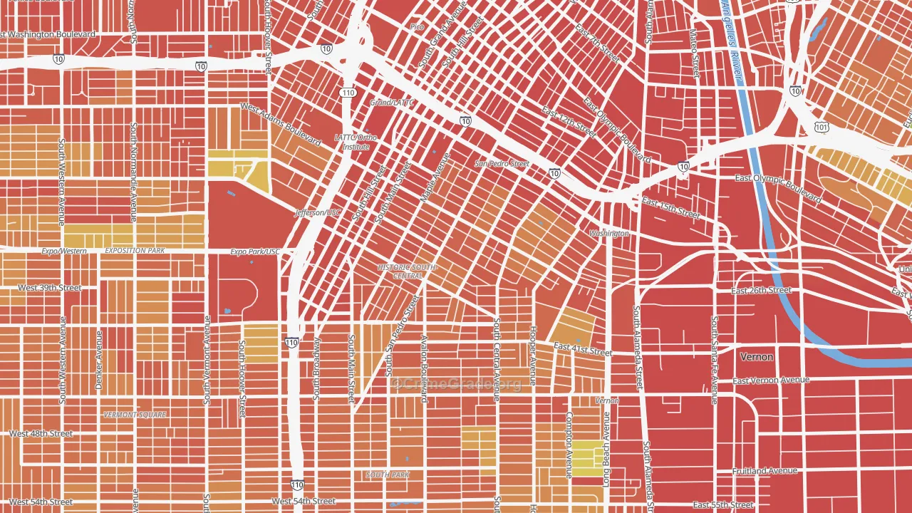 Central City, Los Angeles, CA Map of Assault Rates