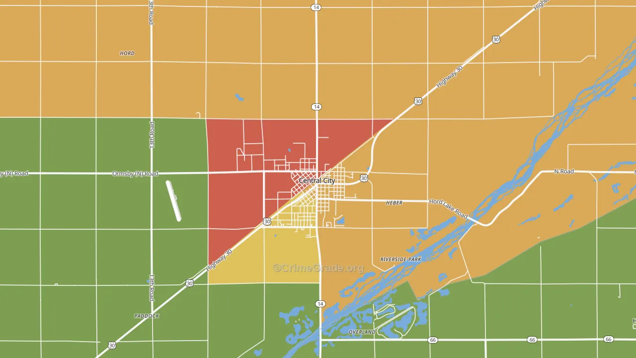 Central City, NE Map of Assault Rates