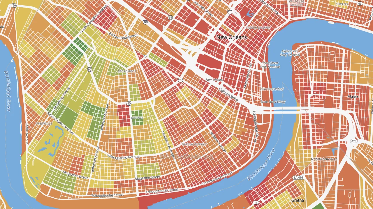 Central City, New Orleans, LA Map of Assault Rates
