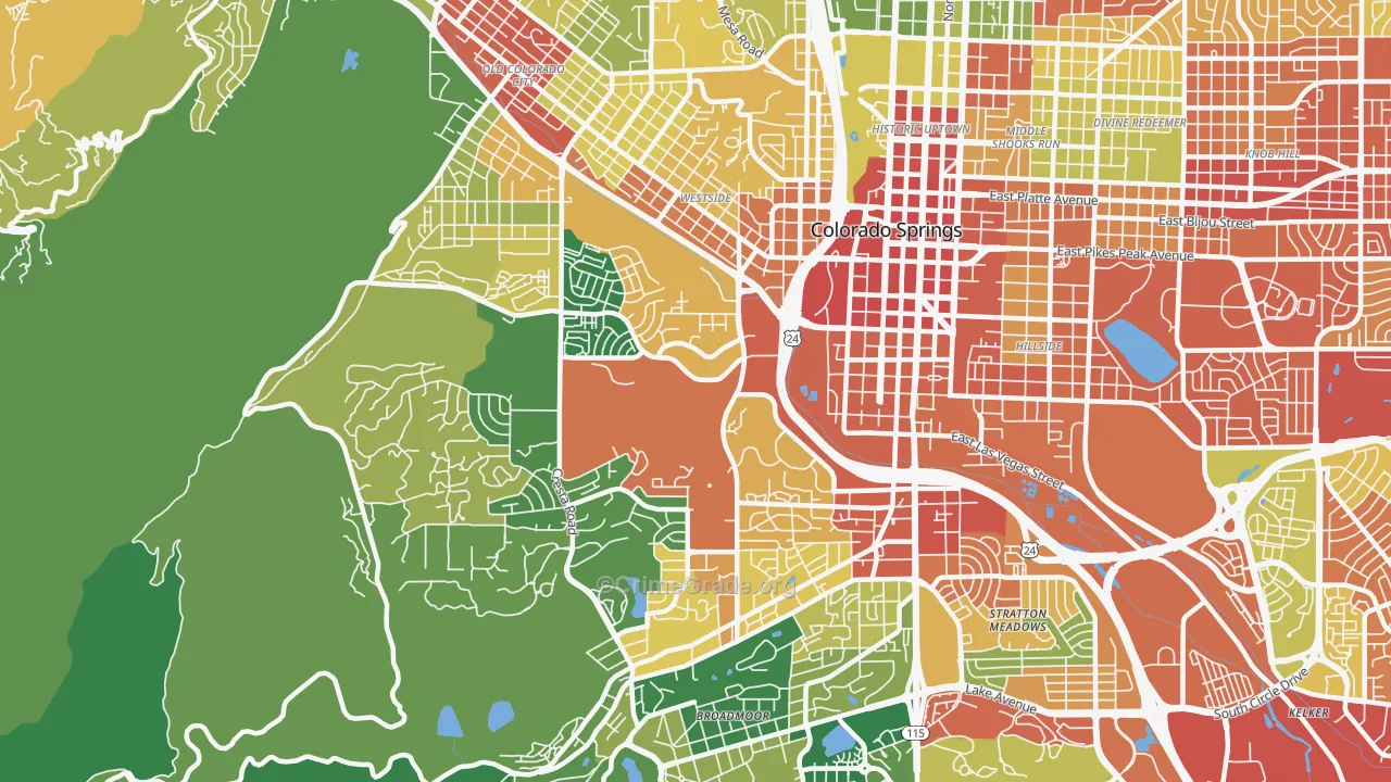 Central Colorado City, Colorado Springs, CO Map of Assault Rates