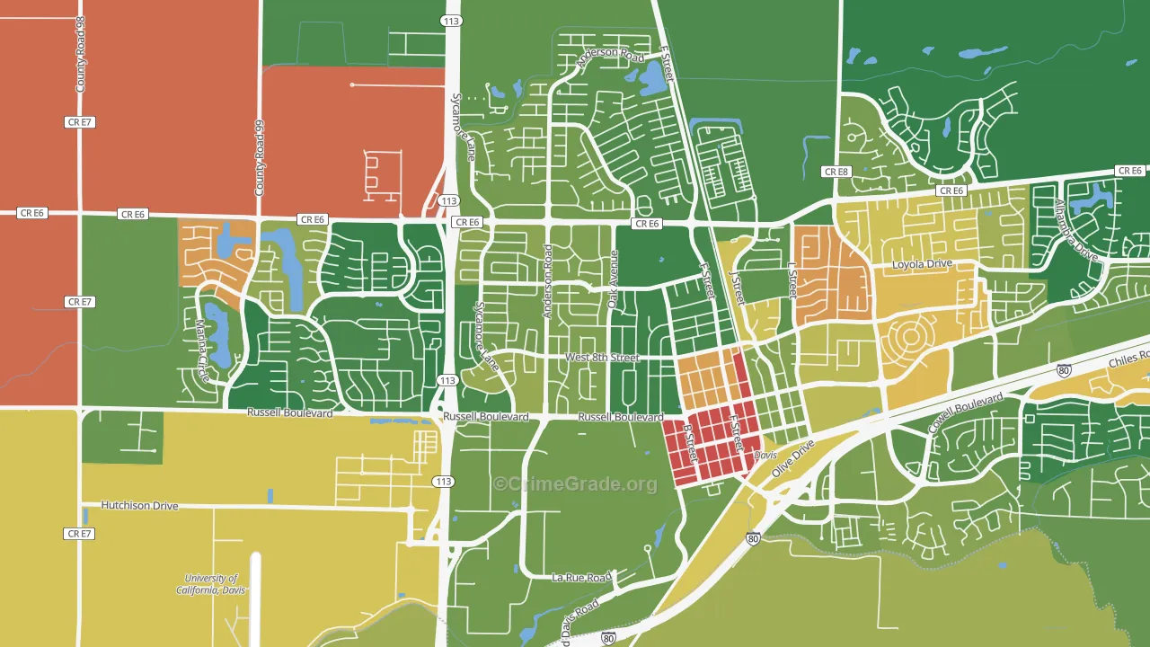 Central Davis, Davis, CA Map of Assault Rates