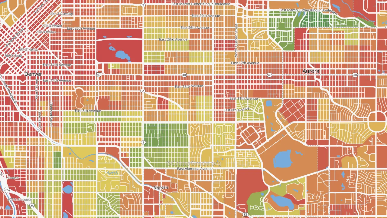 Central East Denver, Denver, CO Map of Assault Rates