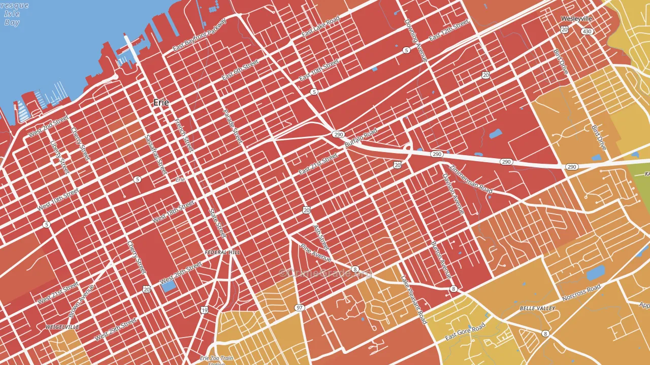 Central Eastside, Erie, PA Map of Assault Rates