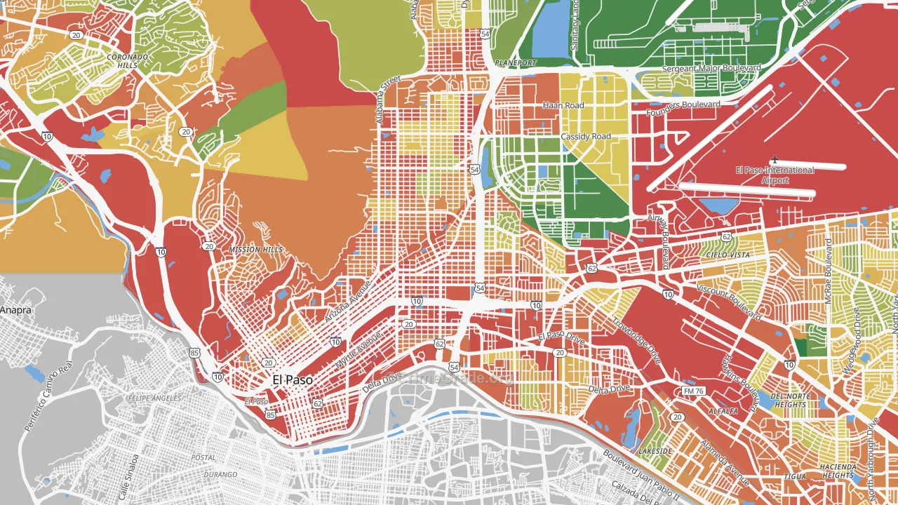 Central, El Paso, TX Map of Assault Rates